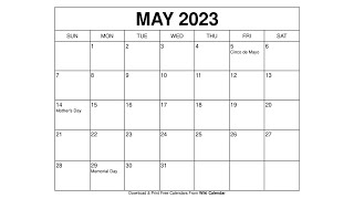 Free Printable May 2023 Calendar Templates With Holidays - Wiki Calendar