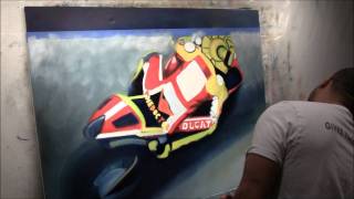 Kevin Paige Art creating a Valentino Rossi oil painting - Long screenshot 4