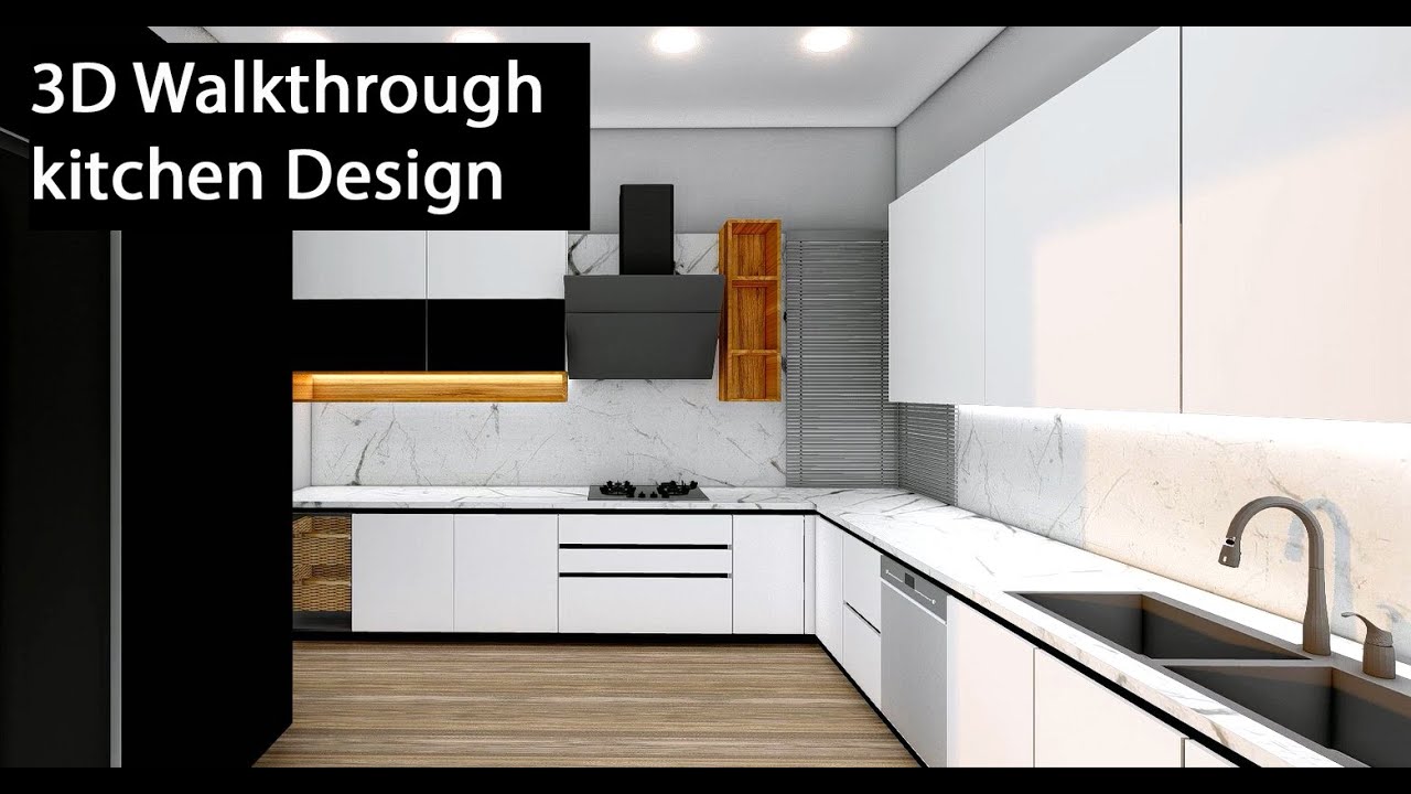 3d walkthrough kitchen design layout. #kitcheninterior - YouTube