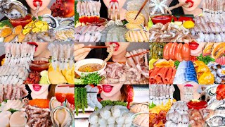 MOUTH WATERING ASSORTED RAW SEAFOOD MUKBANG COMPILATION * FRESH SEAFOOD SATISFYING ASMR MUKBANG 