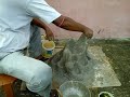 How to make Tree pot like a hill with coarse cotton cloth and cement