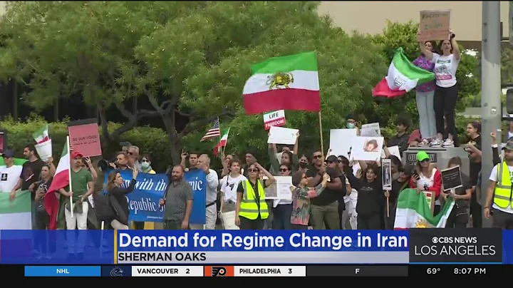 Protestors gather in Sherman Oaks to demand regime...