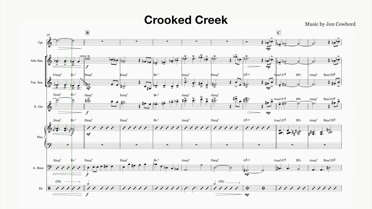 Crooked Creek by Brian Blade & The Fellowship Band [3 Horn Arrangement Full Score MIDI Sample]