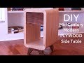 DIY Mid Century Modern Plywood Side Table with Walnut Drawer Front
