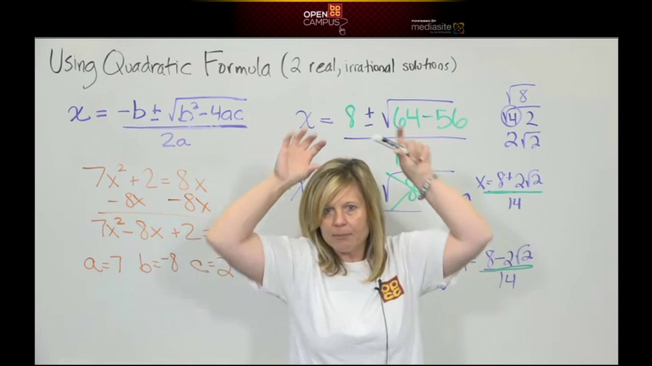 18 5B Solve Quadratic Equations Using Quadratic Formula 2 real ...