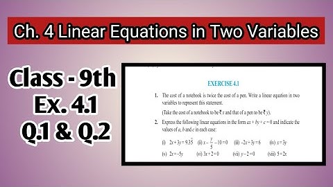 Q.1 and Q.2 | Class 9th| Ex.4.1 | Ch -4 | Linear Equations in Two Variables| Math | PSEB |