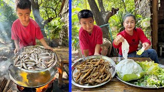 Tasty crispy deep fried fish eat with Cambodia noodle - Chef Seyhak