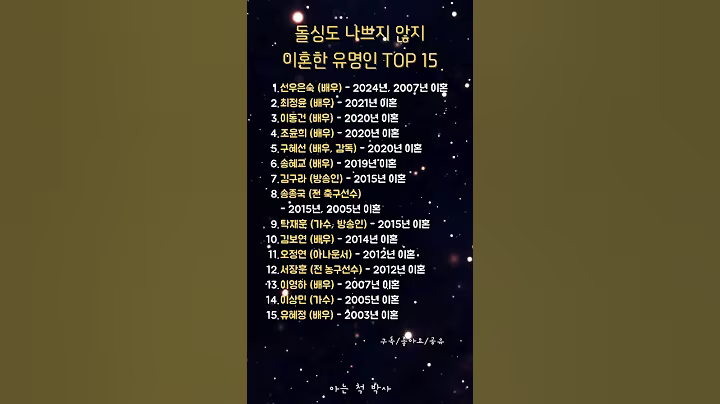 돌싱도 나쁘지 않지, 이혼한 유명인 TOP 15