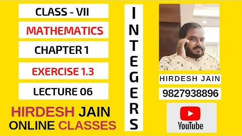 Class 7th CBSE Chapter 1 Integer Exercise 1.3 (QUESTION 5-9) Lecture 06