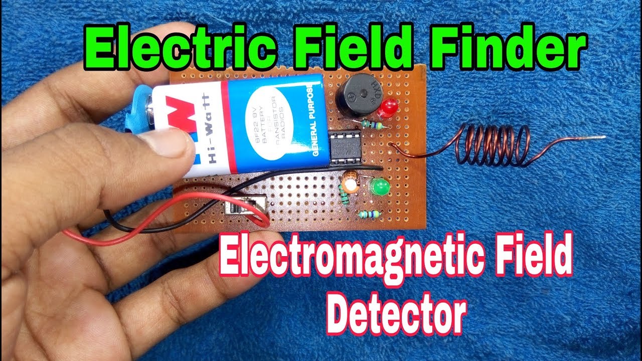 Electric field finder circuit , make a simple 555ic electric field