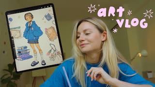 cozy productive days ✶ painting 2 illustrations & my first talk at an art festival