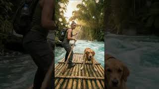 SURVIVING THE WILD: Building a Bamboo Raft with my Dog! 🛶🐕 #survival #adventure #bushcraft
