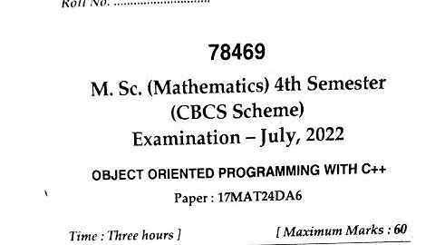 Mdu Msc Mathematics july 2022 paper |Object Oriented programming  with c++ #mdupapers#mdu