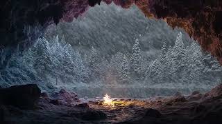 Cozy Winter Cave Ambience with Wind and Crackling Fireplace for Deep Sleep, Rest & Stress Relief ❄️