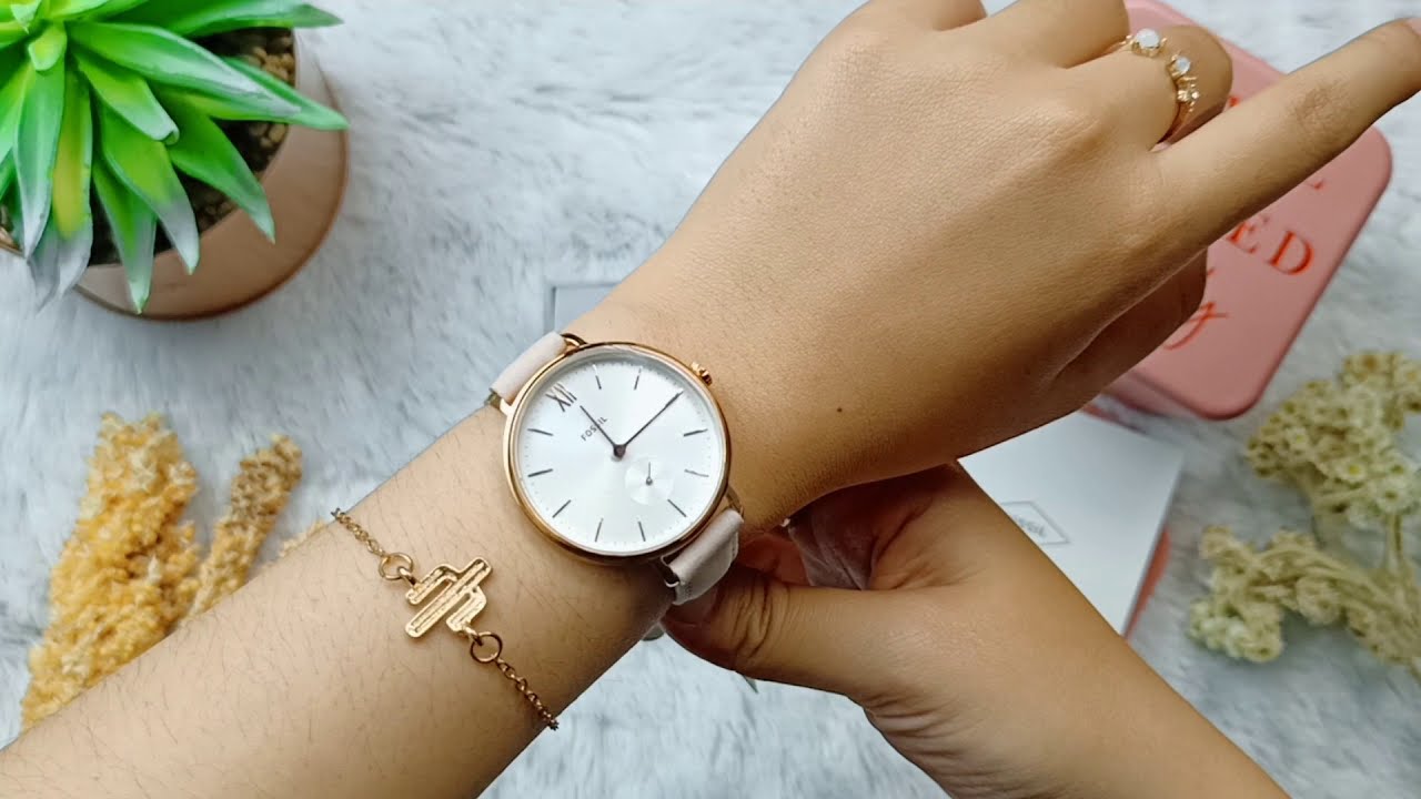 Fossil Kalya Silver Dial Ivory Leather 