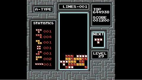 NES Tetris no rotation lvl29 start 5 lines [Former World Record]