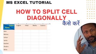 How to SPLIT CELLS Diagonally in MS Excel (Add Two Headers in Same Cell)👍