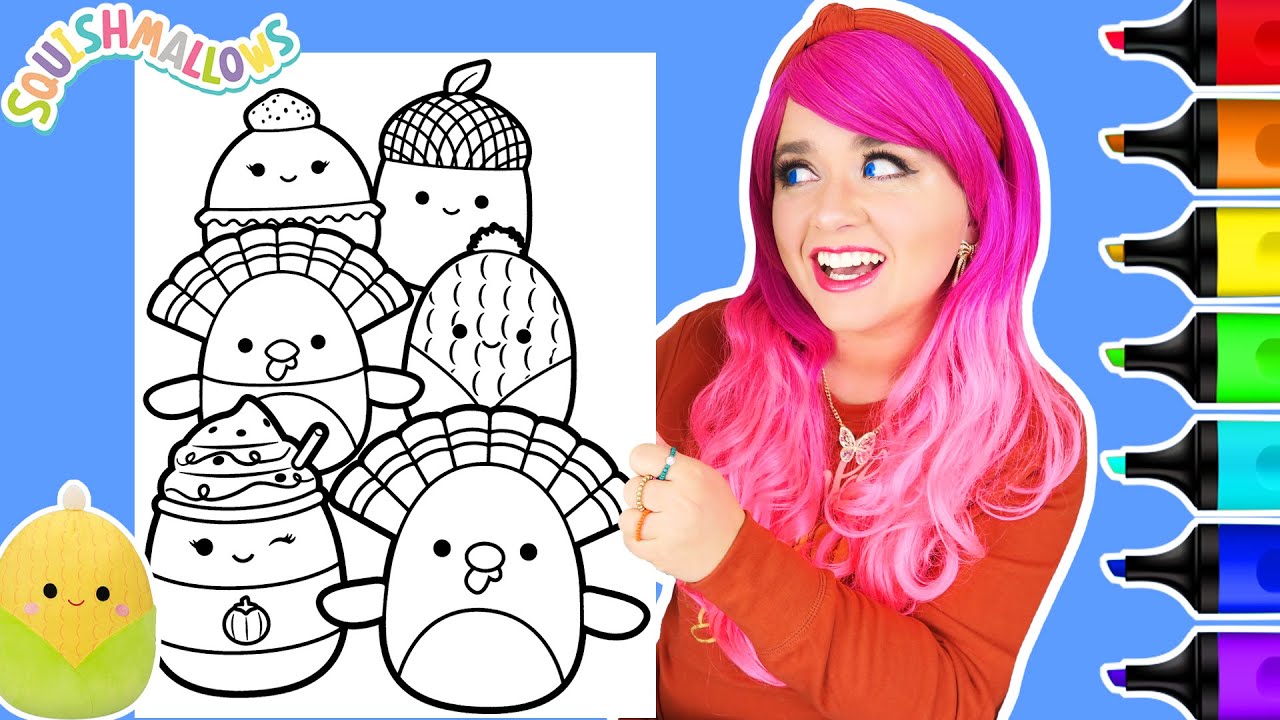 Coloring Squishmallows Thanksgiving Coloring Page | Ohuhu Art Markers