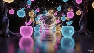 [4K] Crystal Apple Pathway Screensaver | 1 Hour Neon Orchard Portal Ambient | Crystal Slice Studio screenshot 5