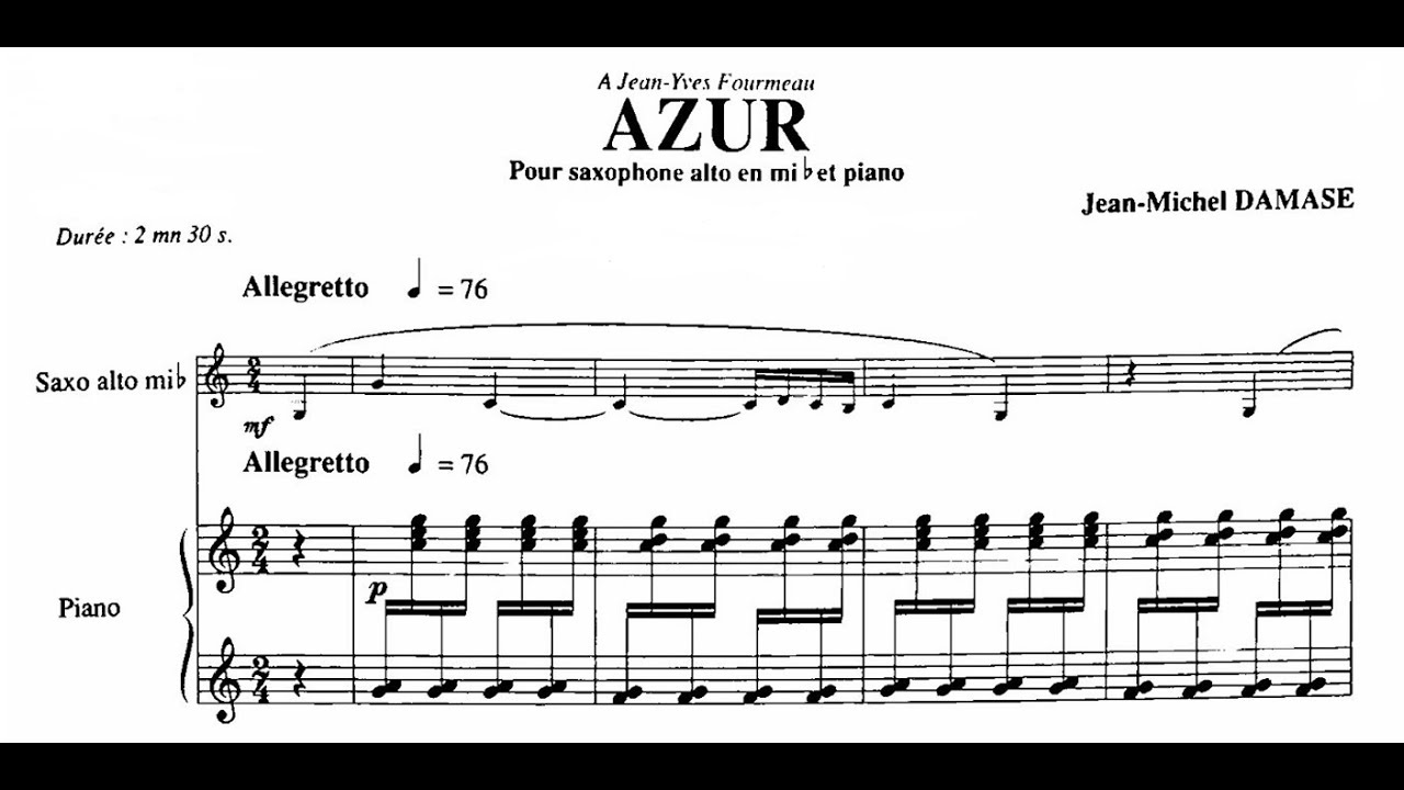 "Azur" by Jean Michel Damase (1928 - 2013) for Alto Saxophone & Piano