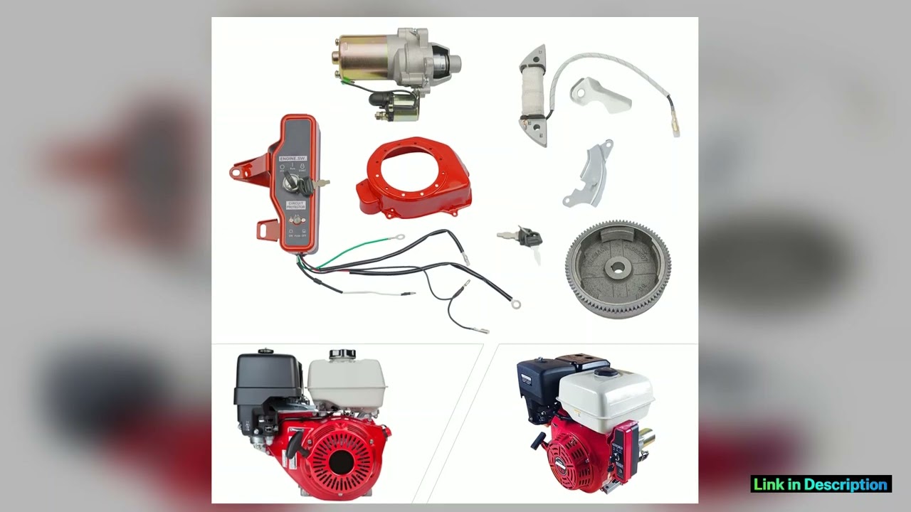 Electric Start Motor Ignition Kit Flywheel Starter Key Switch Fits GX160 GX200 55HP 65HP Honda