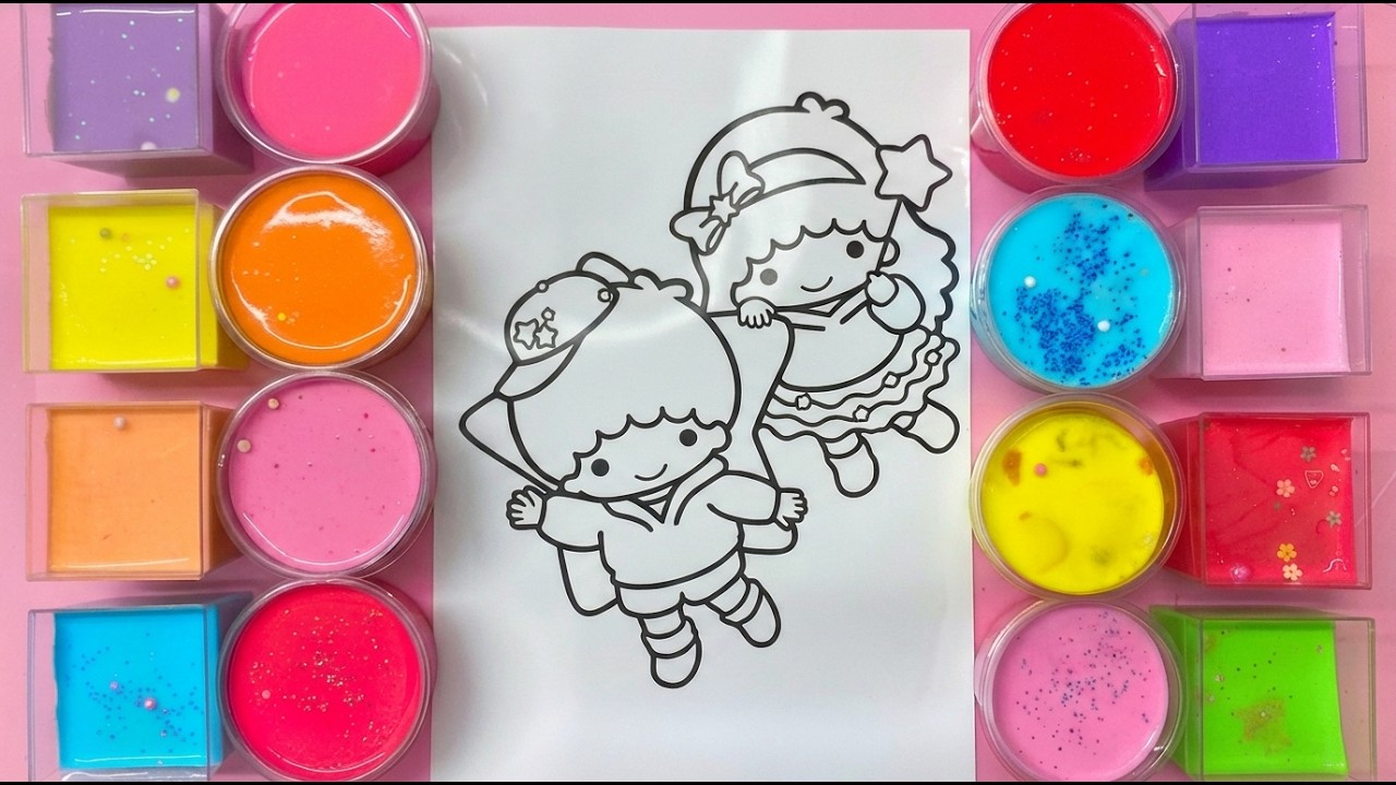 Little Twin Stars Slime Coloring 🌈✨ | Cute & Satisfying Pastel Slime Art