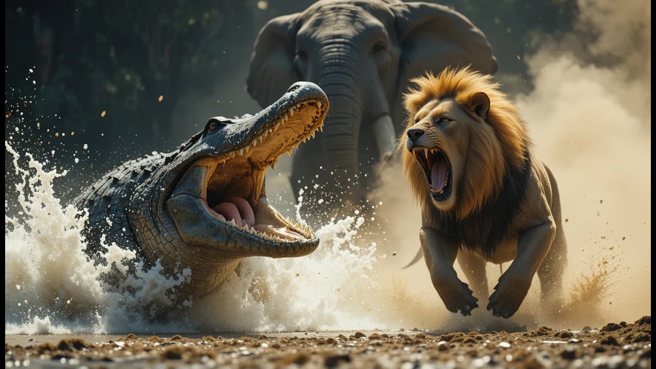 Giant Crocodile vs Lion | Forest Giants Fight to Save a Helpless Deer | Wildlife Battle