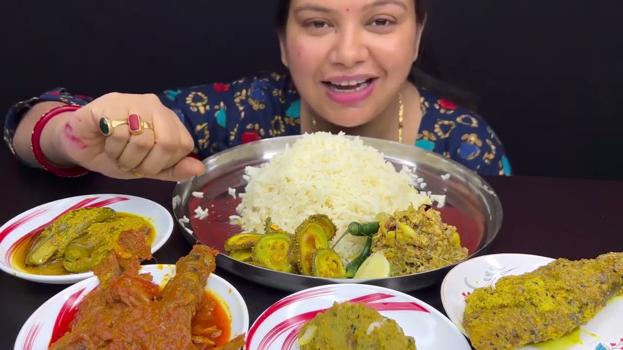 Eating Rice With Ilish ER lej vorta,Dal Makha,Tangrar Jhal,SORSHE Vola,Potol Posto।