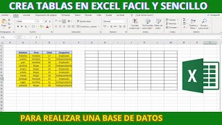 COMO CREAR TABLAS EN EXCEL (BASE DE DATOS)