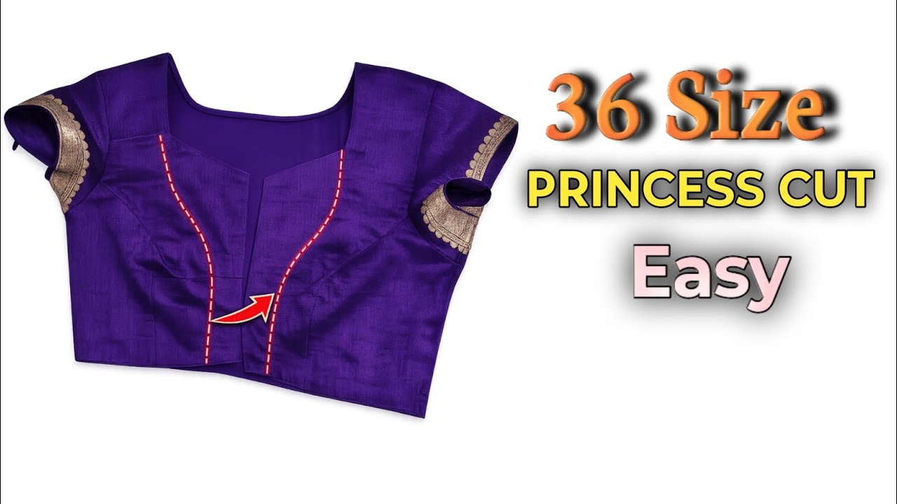 36 size ka Princess cut blouse cutting and stitching tutorial 😍| नॉर्मल पेपिंग ब्लाउज़ कैसे सीए