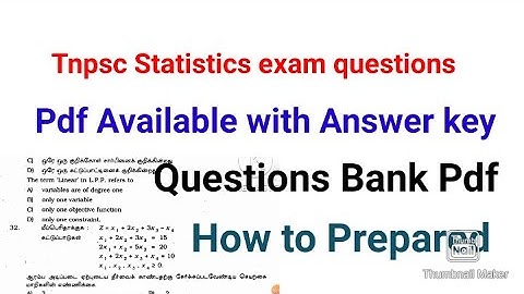 Statistics exam questions with answers/Statistics exam questions/Tnpsc statistics exam questions