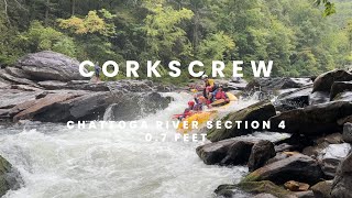 Rafting Corkscrew Rapid on the Chattooga River at 0.7 Feet
