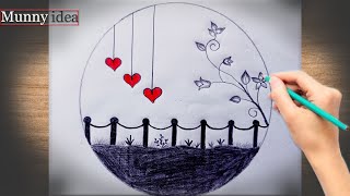 Easy Circle Scene Drawing, Easy Drawing Idea For Beginner, Beautiful Circle Step By Step.