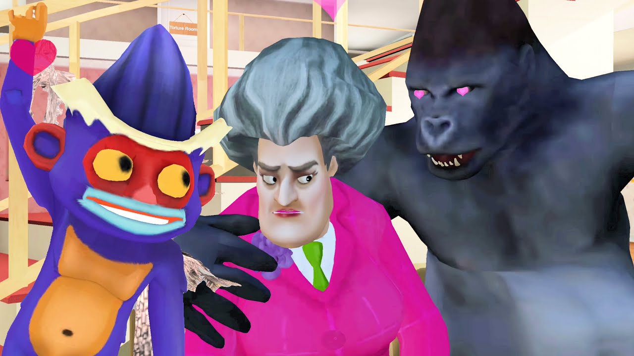 When A Gorilla And Ancient Monkey Love Miss T In Scary Teacher 3D