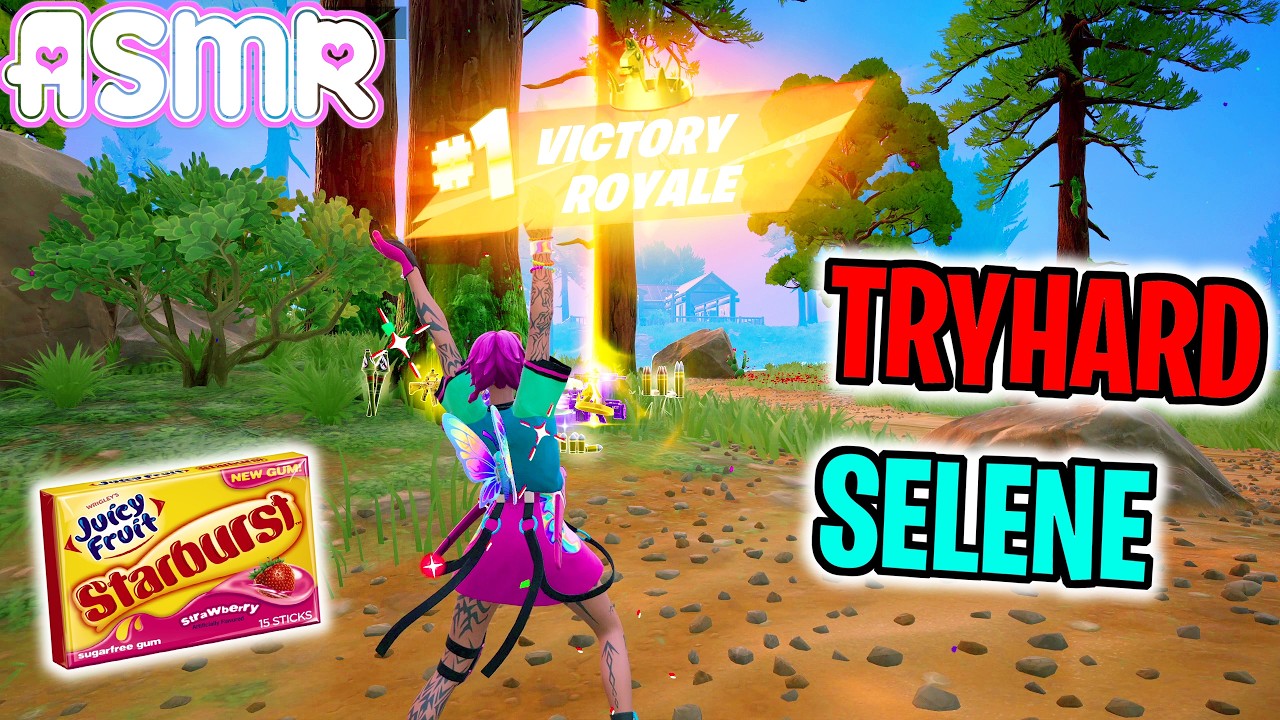 ASMR Gaming 🍀 Fortnite Selene Tryhard Relaxing Gum Chewing + Controller Sounds Whispering 🎧