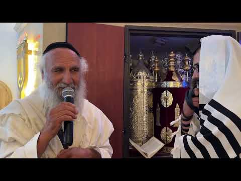 Rabbi Benjamin Mizrahi sharing words of Torah with the Gaon Hayanuka on the Hilula of the Ben Ish...