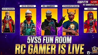 5v5 fun rooms with subsribers free fire live in telugu #RC__GAMER_50
