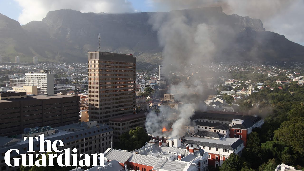 South Africa parliament fire: smoke rises over Cape Town