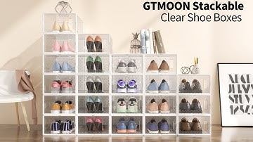GTMOON Stackable Clear Plastic Shoe Box Installation Instruction