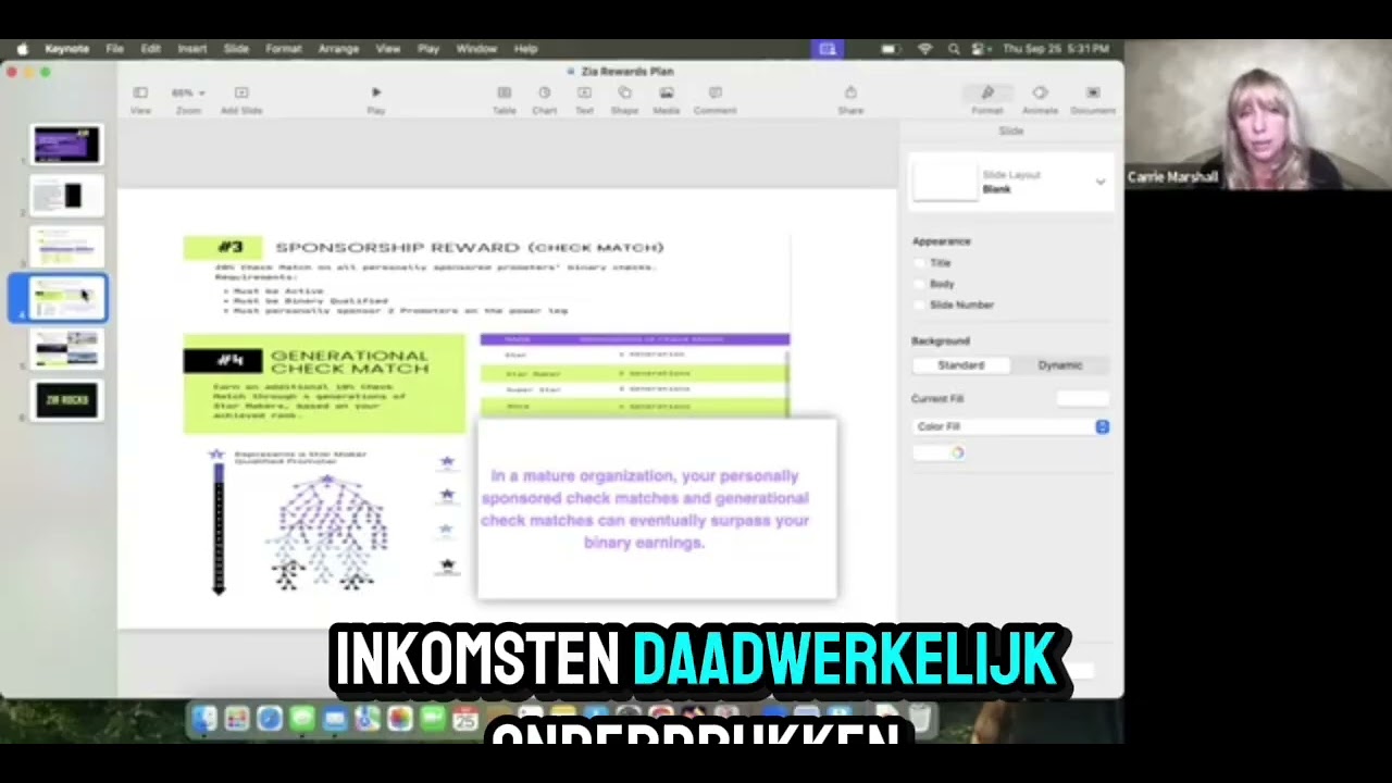 Compensatie plan Zia Rocks Nederlands 