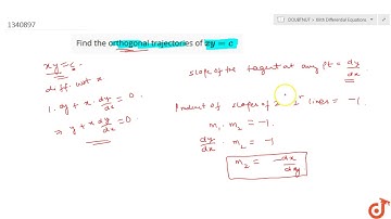 Find the orthogonal trajectories of `xy = c`