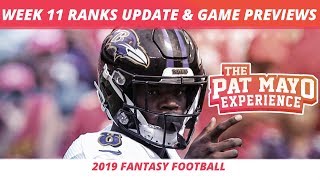 2019 Fantasy Football Week 11 Rankings Update Live — DraftKings Picks, Injuries \& Viewer Chat