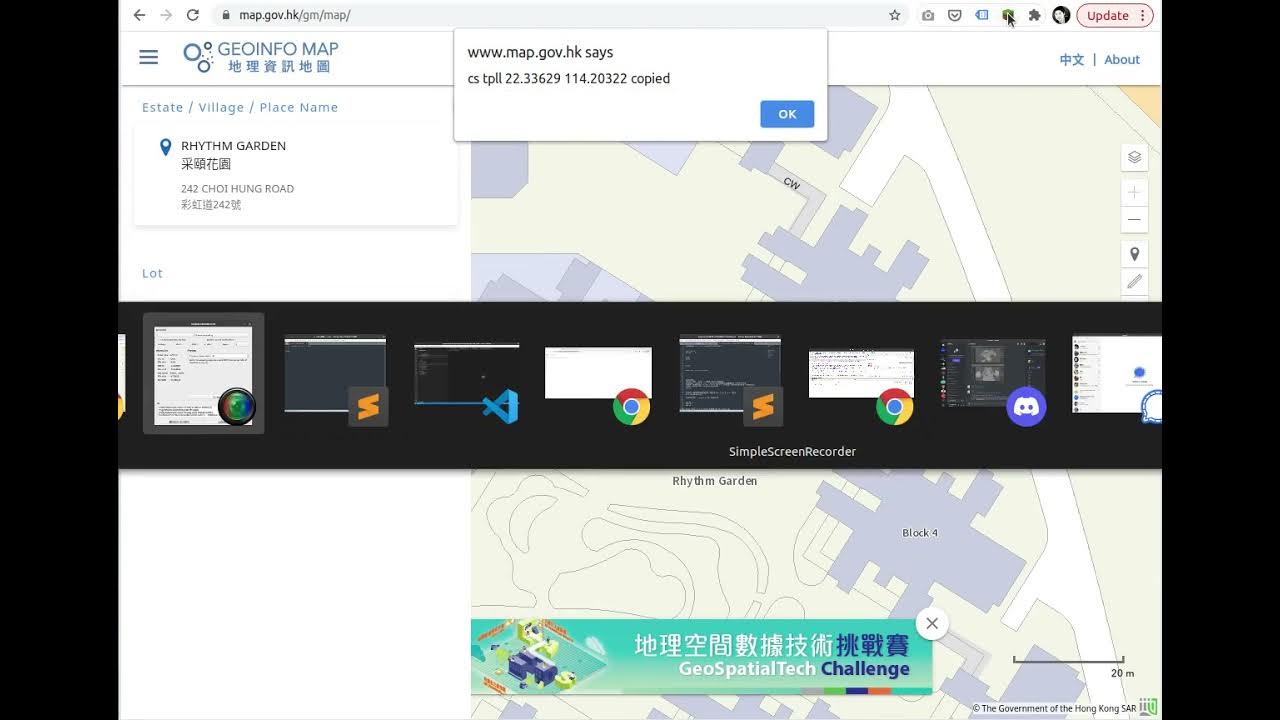 Minecraft Chrome Extension for copying coordinates from HK gov map