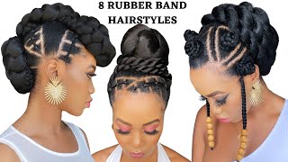 8 QUICK & EASY RUBBER BAND HAIRSTYLES ON  NATURAL HAIR / TUTORIALS / Protective Style / Tupo1