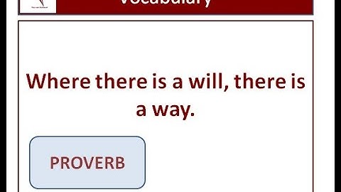 Vocabulary Series | Proverb | Where there is a will, there is a way.