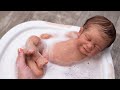 Preemie Baby Bath Time! Silicone Reborn Girl "Cookie" Takes a Bath and Goes to Bed