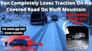 Tire Chains AND Shoe Chains Needed When It Snows On Bluff Mountain