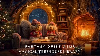 Magical Treehouse Library 🌙 Cozy Fireplace ASMR, Nature Sounds & Sleep Ambience for Study