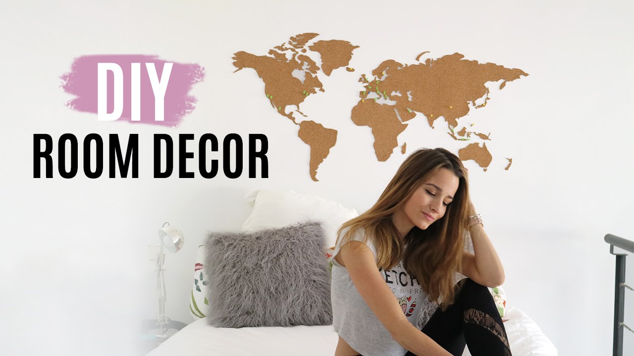 DIY ROOM DECOR  mapa de corcho & pintar muebles 