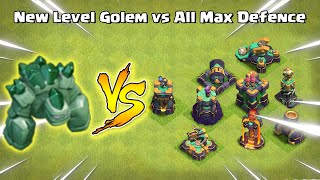 New Level Golem vs All Max Defence | Clash of Clans | *Overpowered Golem* | NoLimits